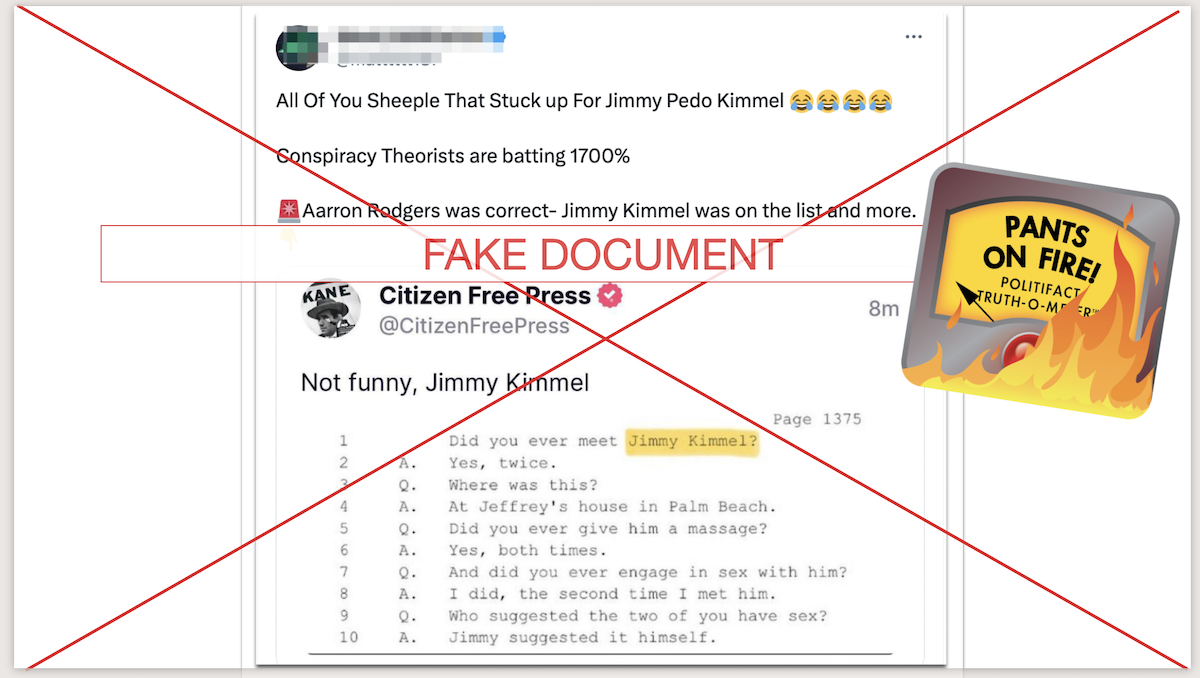 Screenshot of post about Jimmy Kimmel