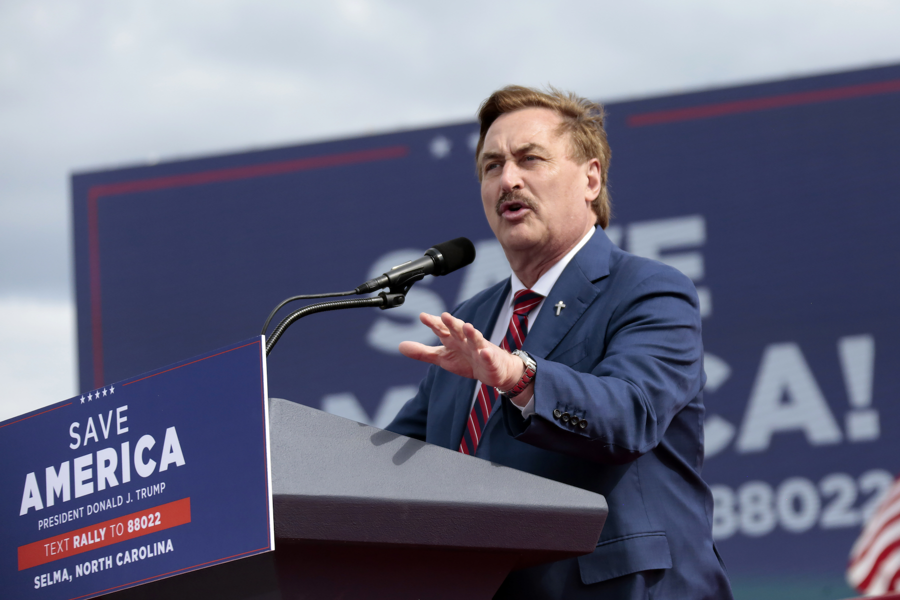 Mike Lindell at rally in in Selma, N.C., April 9, 2022