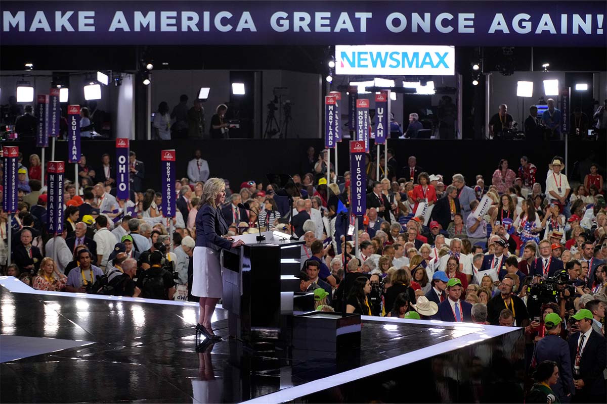 Sen. Marsha Blackburn. R-Tenn. at the Republican National Convention in Milwaukee, 7-15-2024