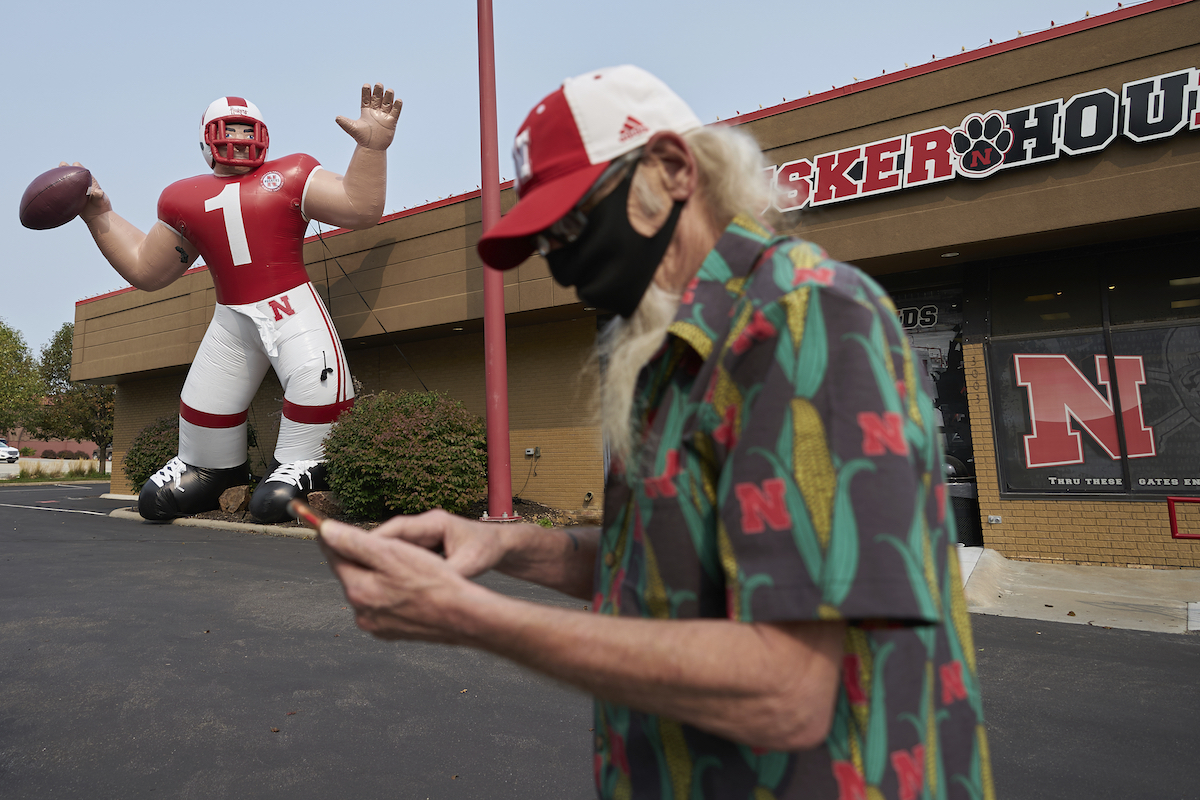 Masked Nebraska football fan