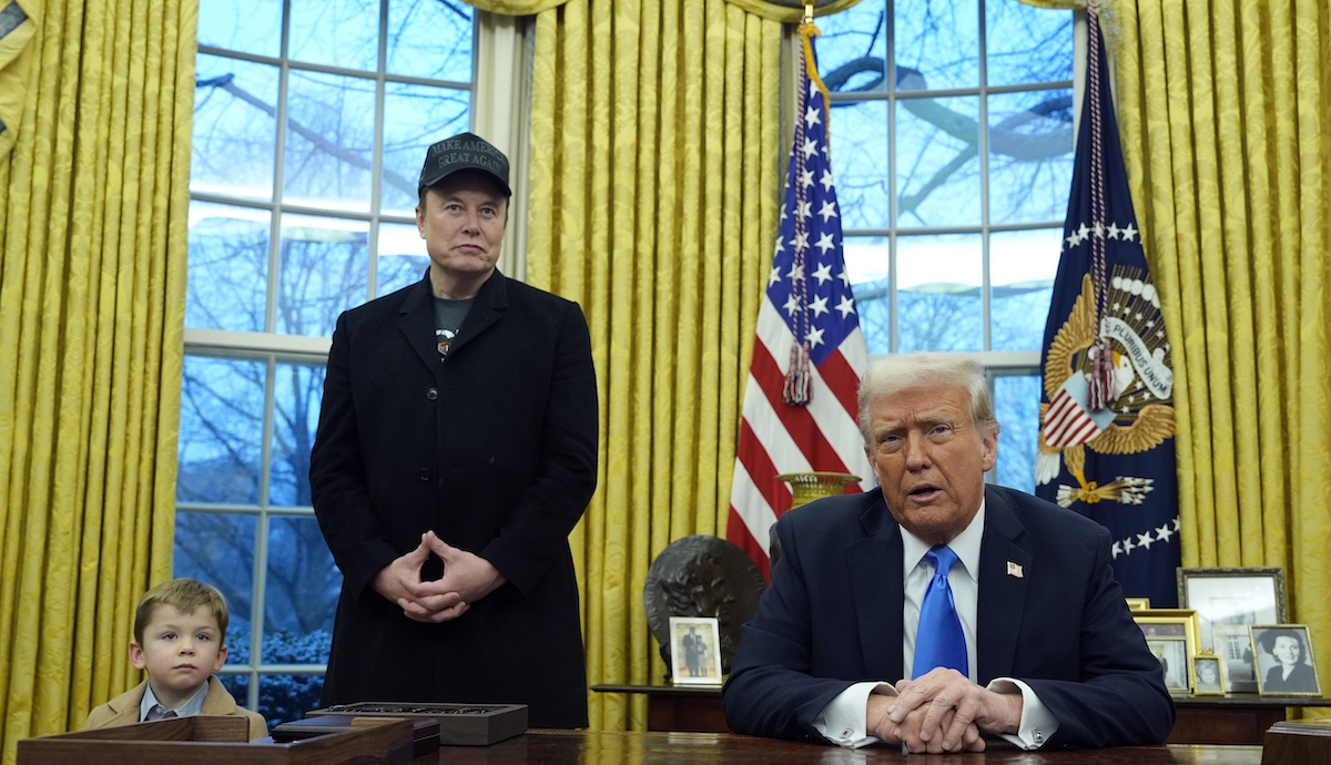 Donald Trump Elon Musk in the White House’s Oval Office, 2-11-2025