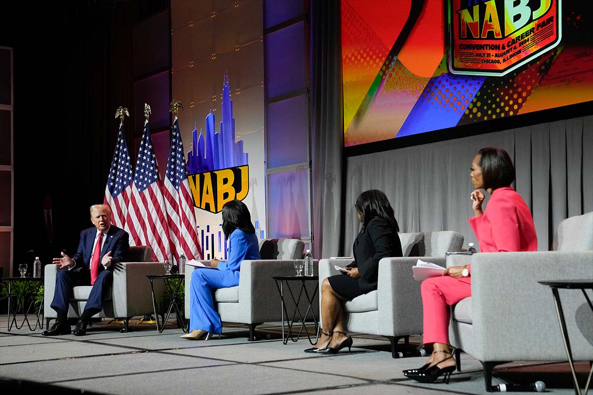 A view of the stage at the National Association of Black Journalists Conference in Chicago, 7-31-2024