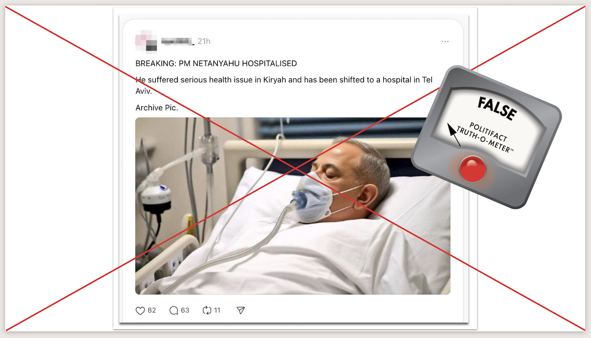 Netanyahu fake hospital image screenshot, 11-17-2024