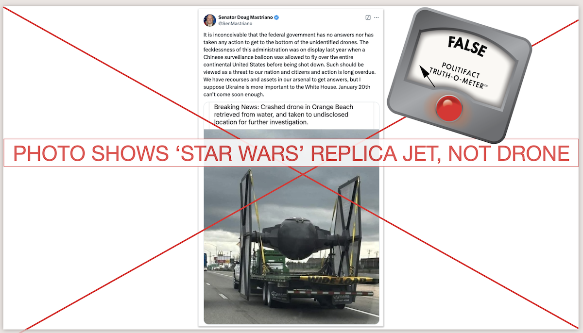 Screenshot Pennsylvania state Sen. Doug Mastriano drone post, 12-17-2024