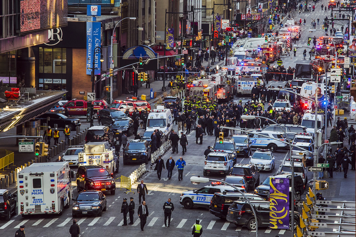 New York City street after pipebomb on Dec. 11, 2017