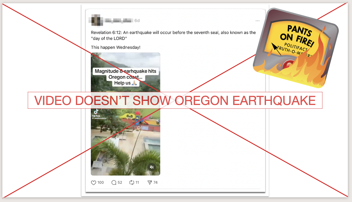 Oregon earthquake screenshot