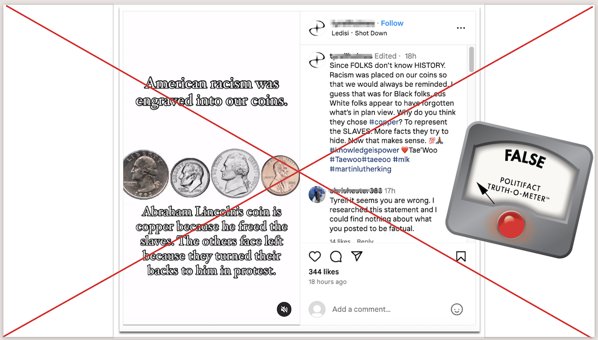 Screenshot of Lincoln penny post