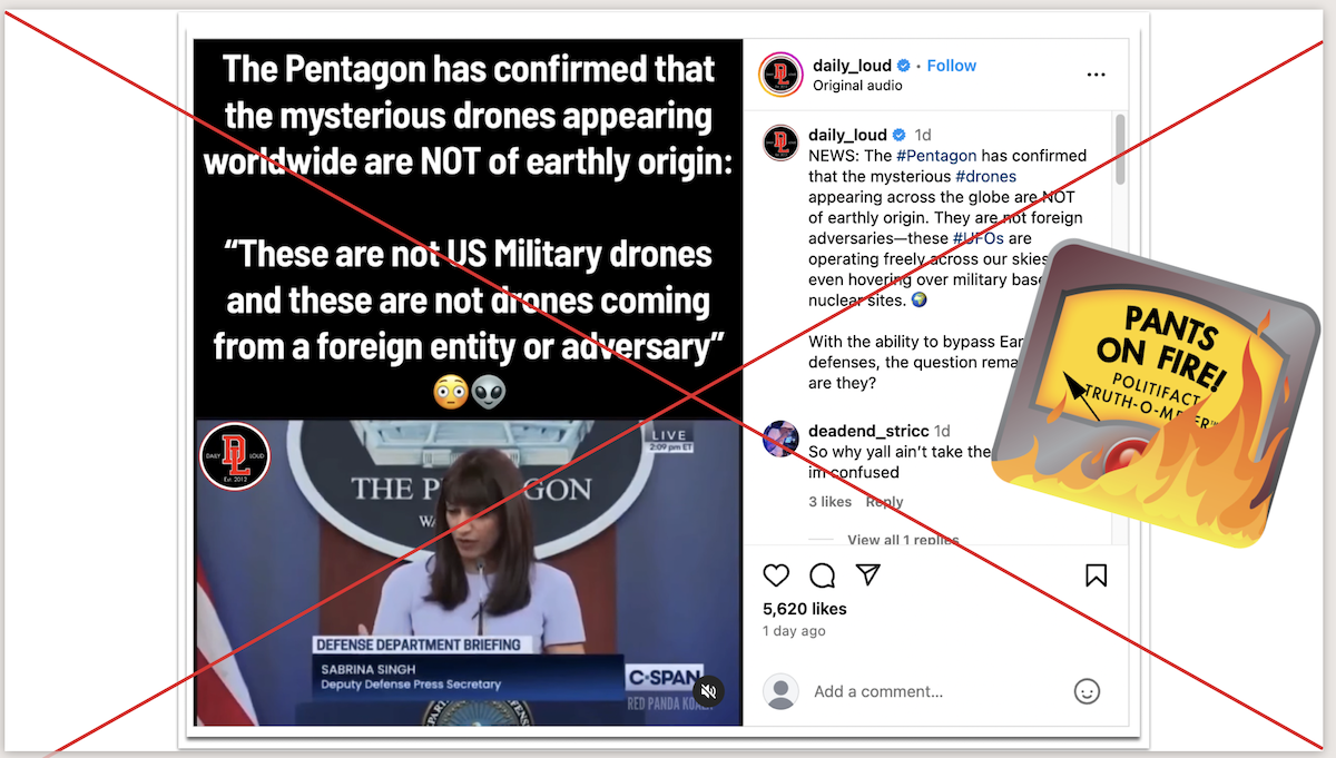 Screenshot for Pentagon drone claim
