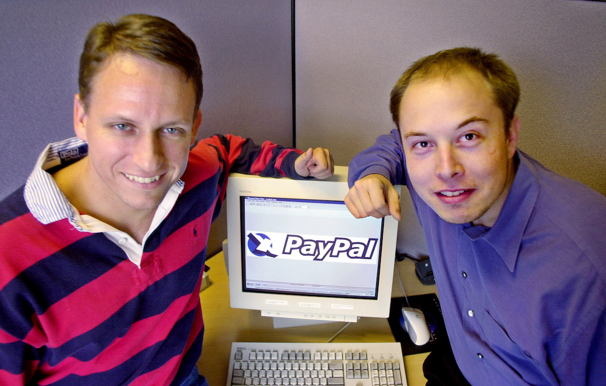 Peter Theil and Elon Musk upon PayPal IPO