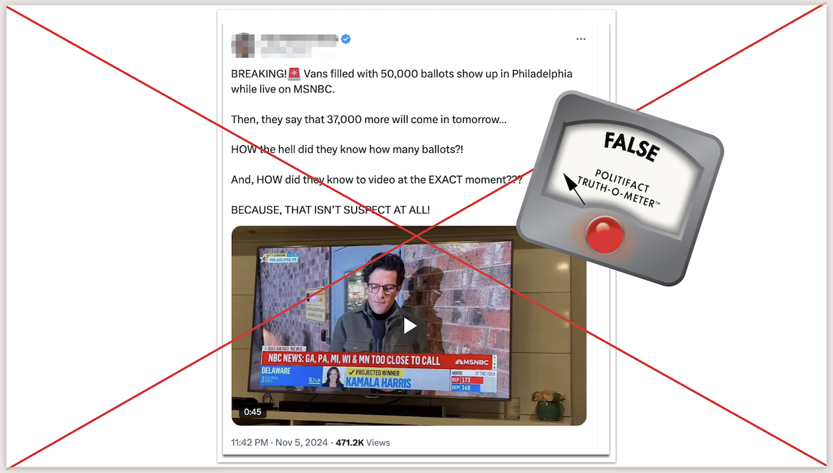 Philadelphia ballots MSNBC screenshot, 11-6-2024