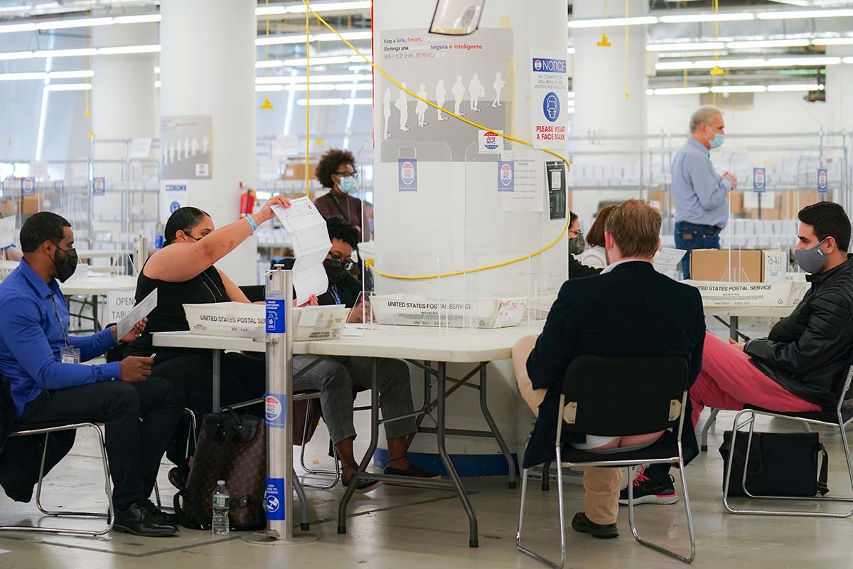 Poll workers count ballots in New York, 11-10-2020