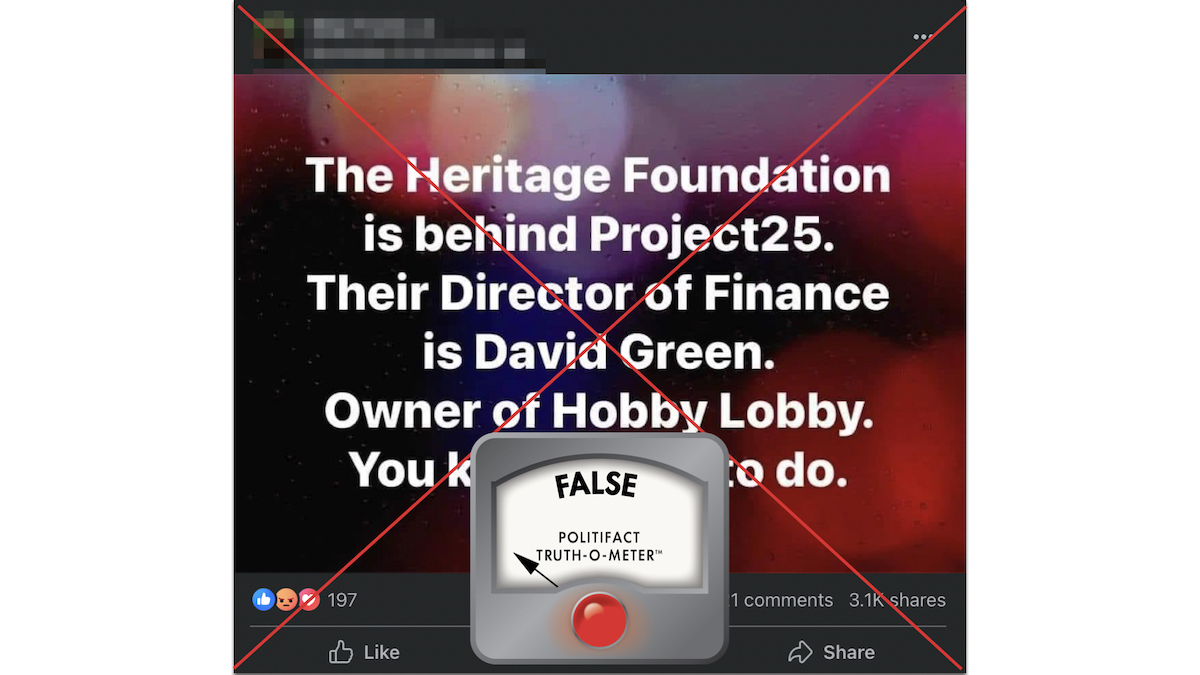 False Graphic about Project 2025 Finance director
