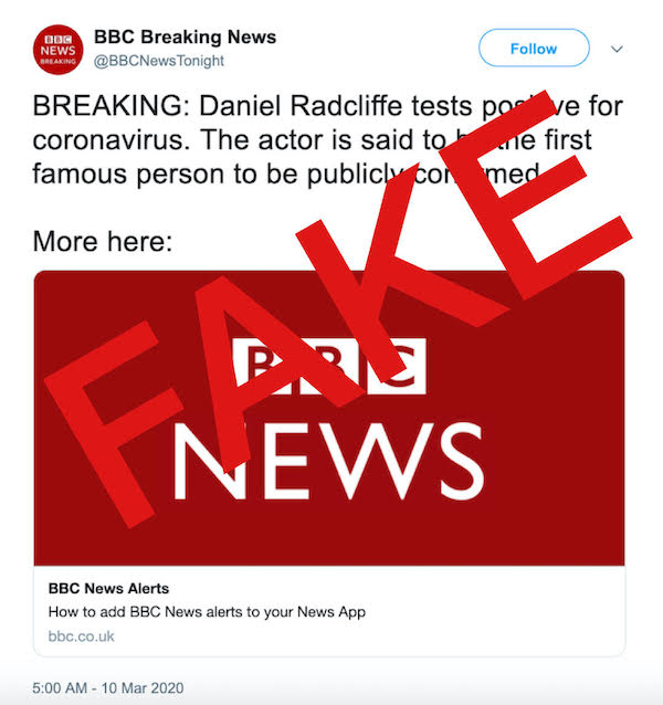 fake radcliffe tweet