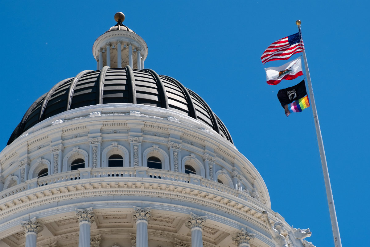 Rainbow flag at CA Capitol