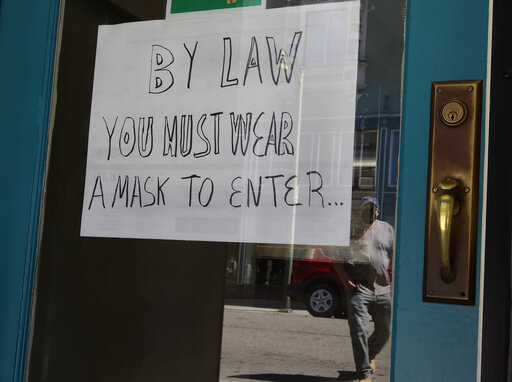 Restaurant sign about masks California