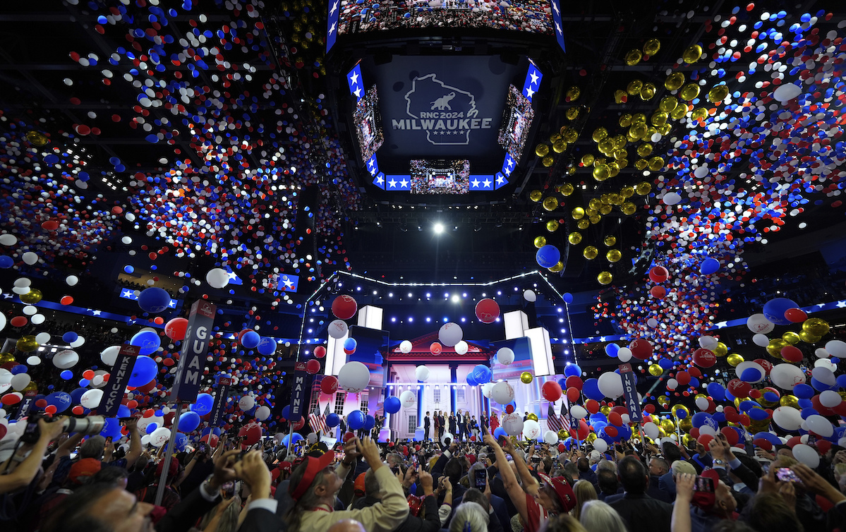 Balloons drop at end of RNC, July 18, 2024