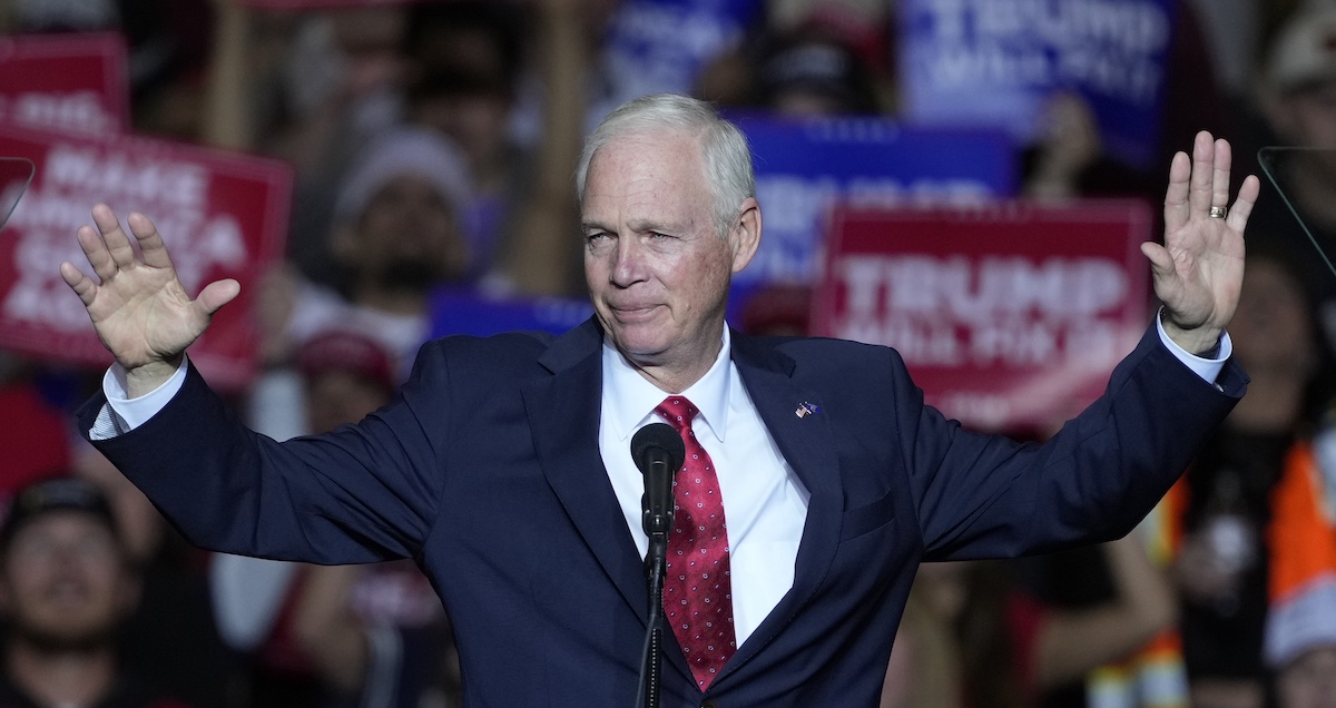 Sen. Ron Johnson, R-Wis., speaks at a Donald Trump campaign event in Milwaukee, 11-2-2024