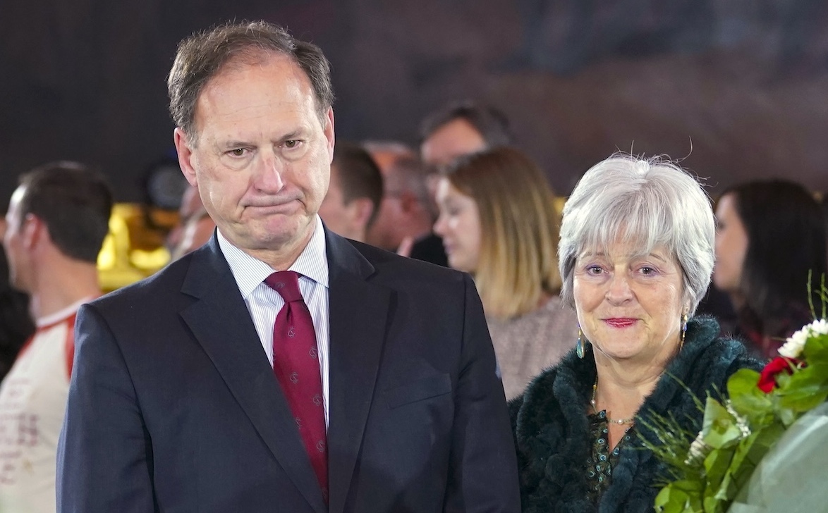 Supreme Court Justice Samuel Alito and wife Martha-Ann Alito for flag story, 5-20-2024
