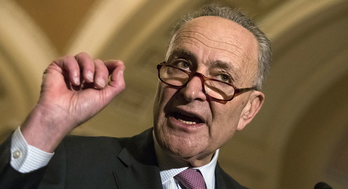U.S. Sen. Charles Schumer with fist in air