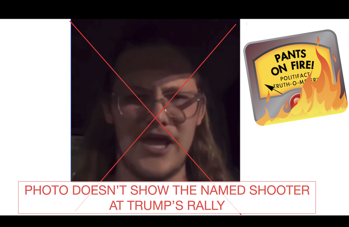 False shoot ID graphic for Trump shooting story, 7-14-2024