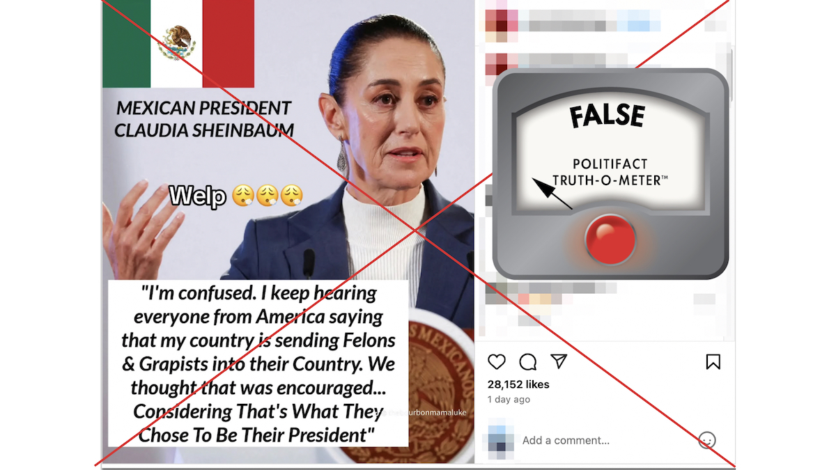 False graphic of fake quote from Mexico president, 2-5-2025