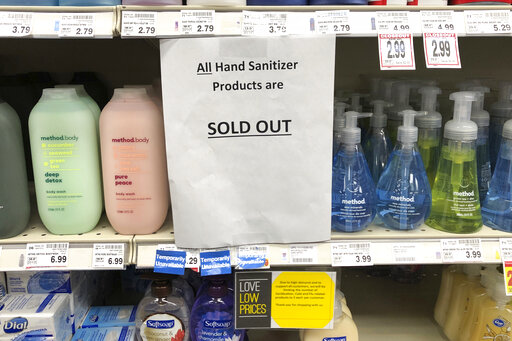 hand sanitizer told out Wash state March 2020