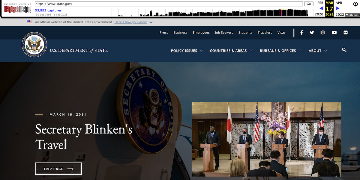 State Department website screenshot, 3-17-2021