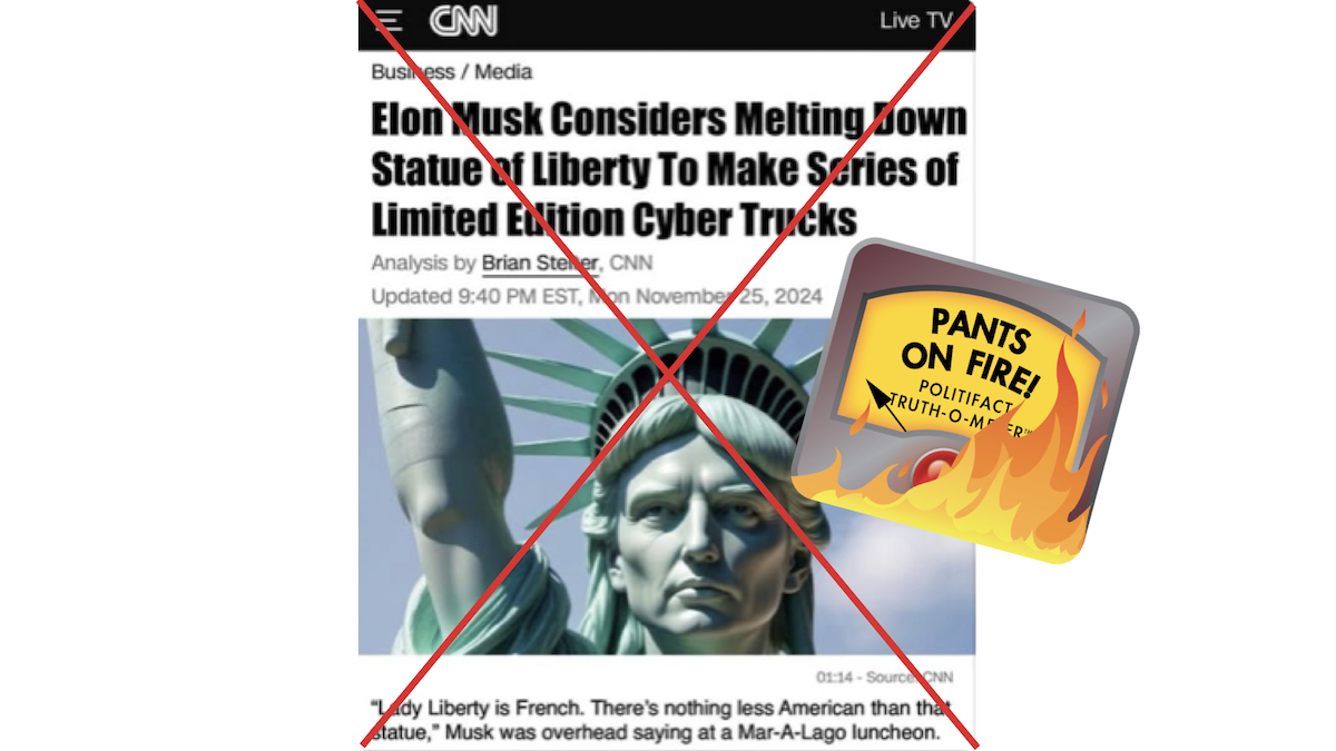 POF CNN story Musk melting Statue of Liberty, 12/1/2024