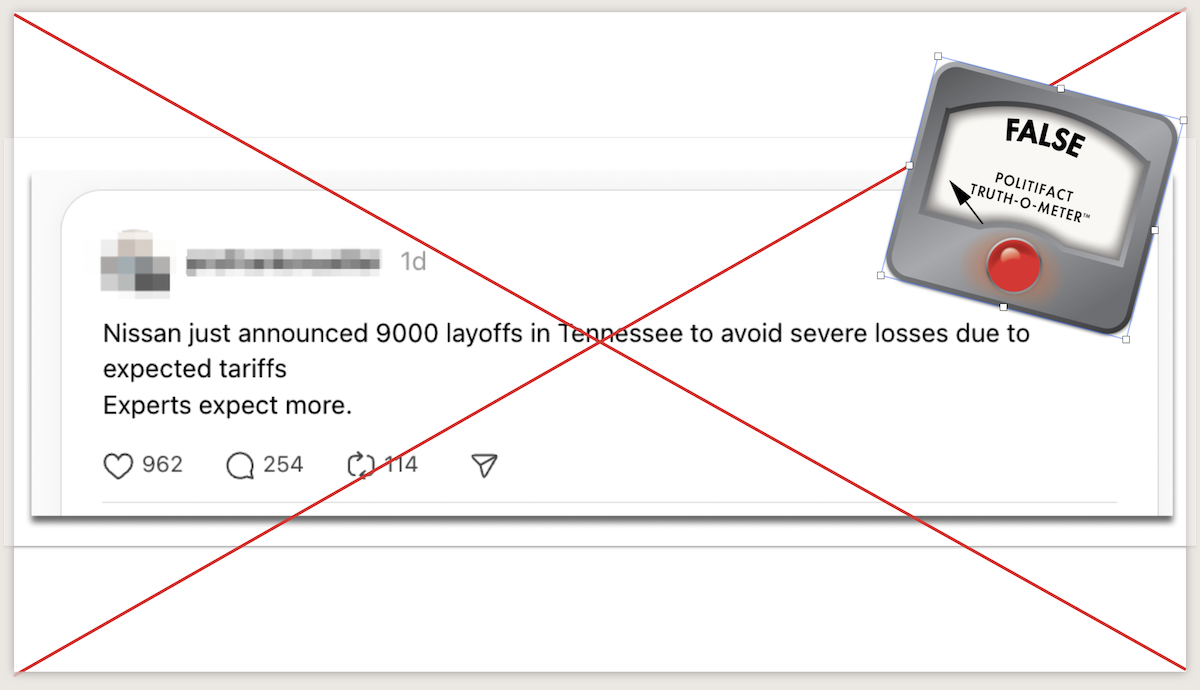Nissan layoffs tariffs screenshot