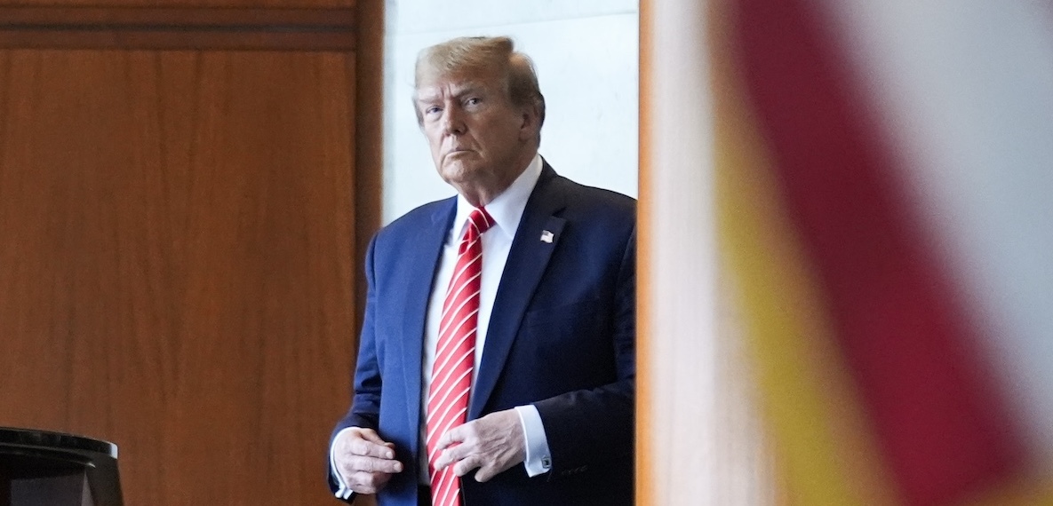 Trump for Oklahoma story 2-6-2024; image is from Teamsters speech in Washington, 1-31-2024