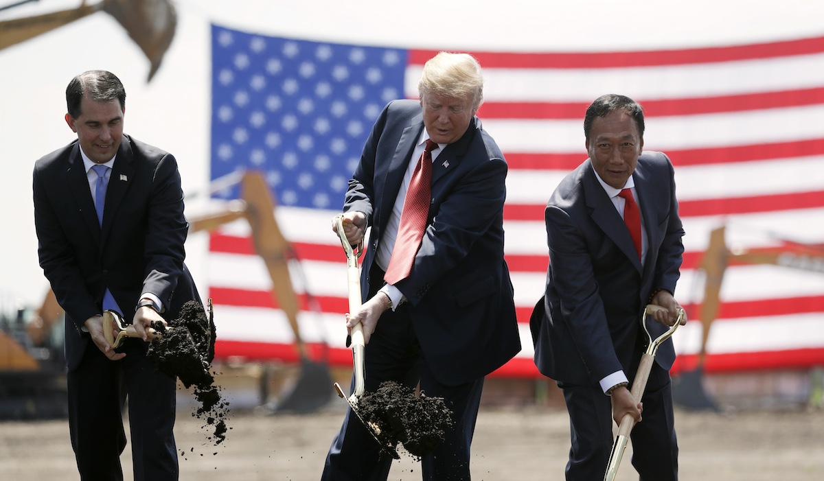 Donald Trump at Foxconn plant groundbreaking in Mount Pleasant, Wis., 6-28-2018