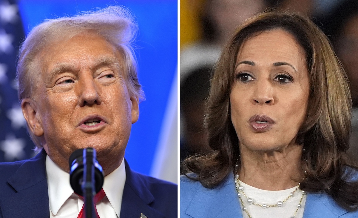 Donald Trump and Kamala Harris diptych, 9-5-2024