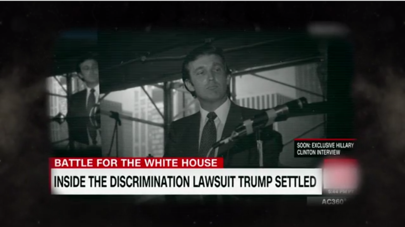 CNN screen grab of trump settled discrimination lawsuit