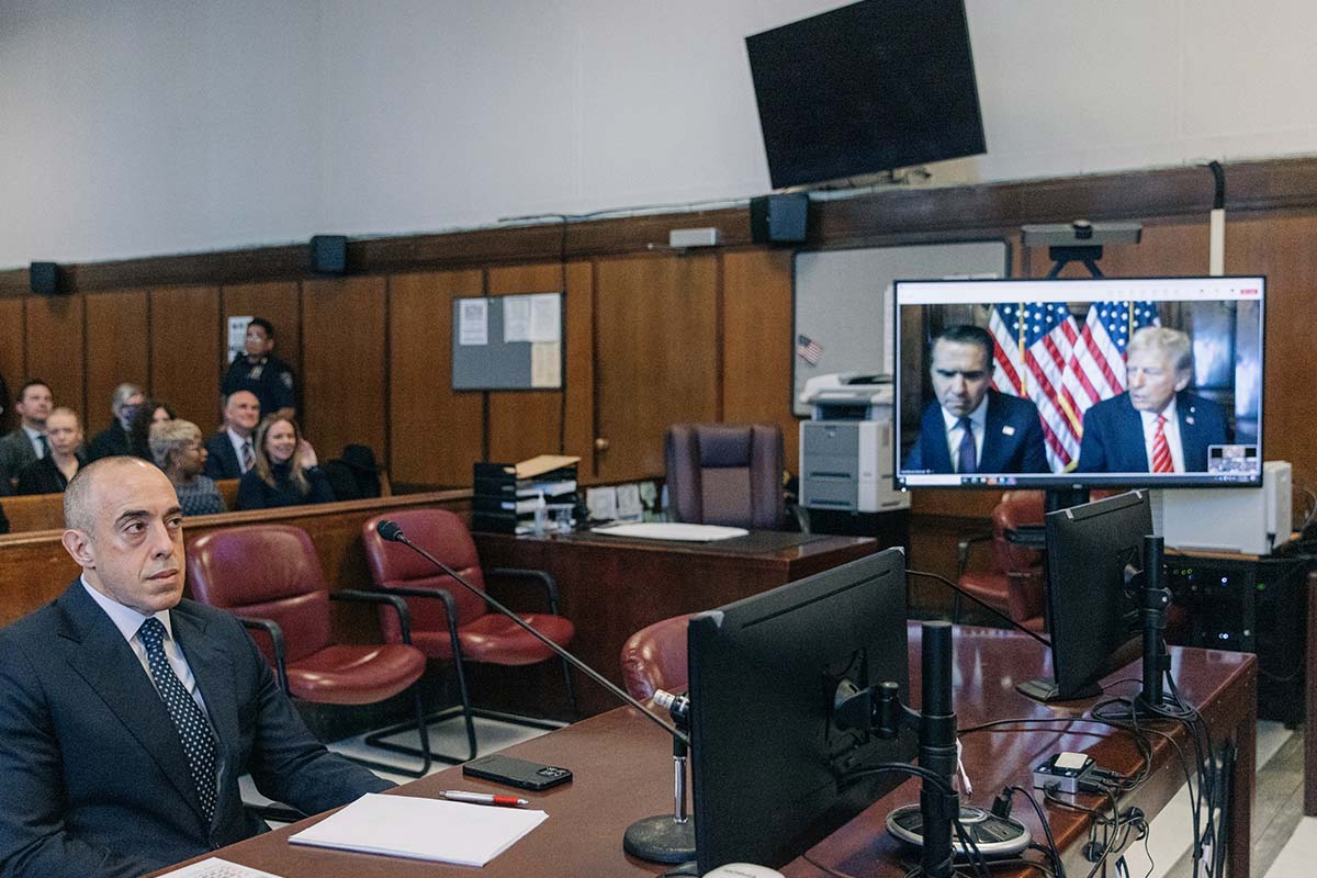 Donald Trump on Zoom for falsification of records case in New York, 1-10-2025