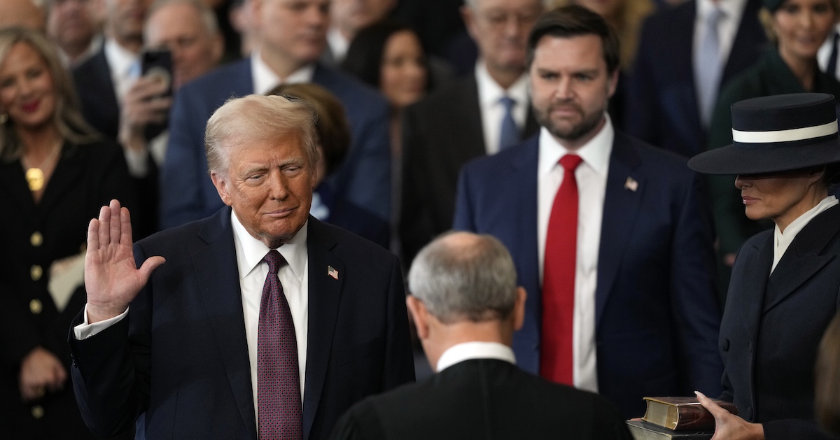 Donald Trump swears in as president oin Washington, 1-20-2025