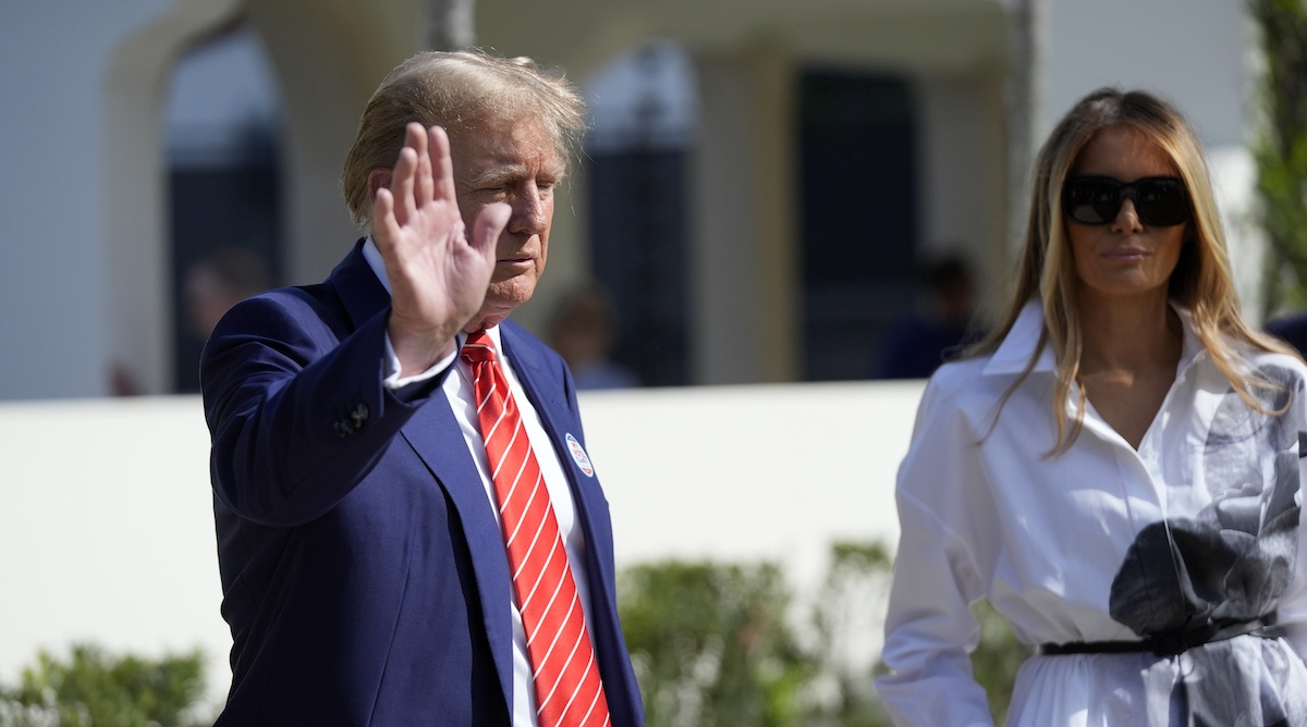 Donald and Melania Trump postvote in Palm Beach, Florida, 3-19-2024