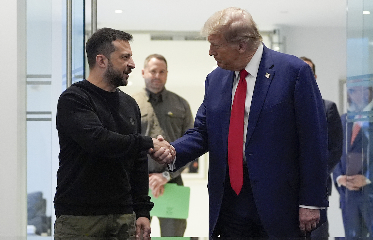 Donald Trump and Ukrainian President Volodymyr Zelenskyy in New York, 9-27-24