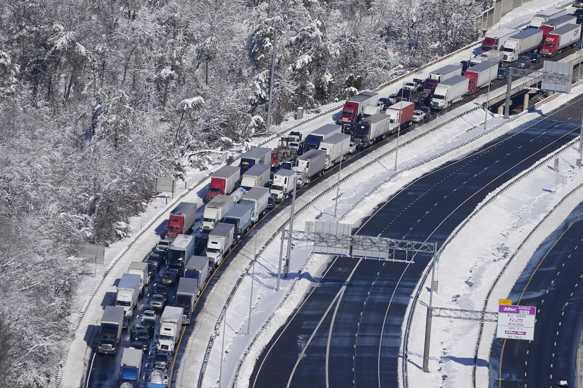 Traffic jam in Virginia I-95, 1 4 2021