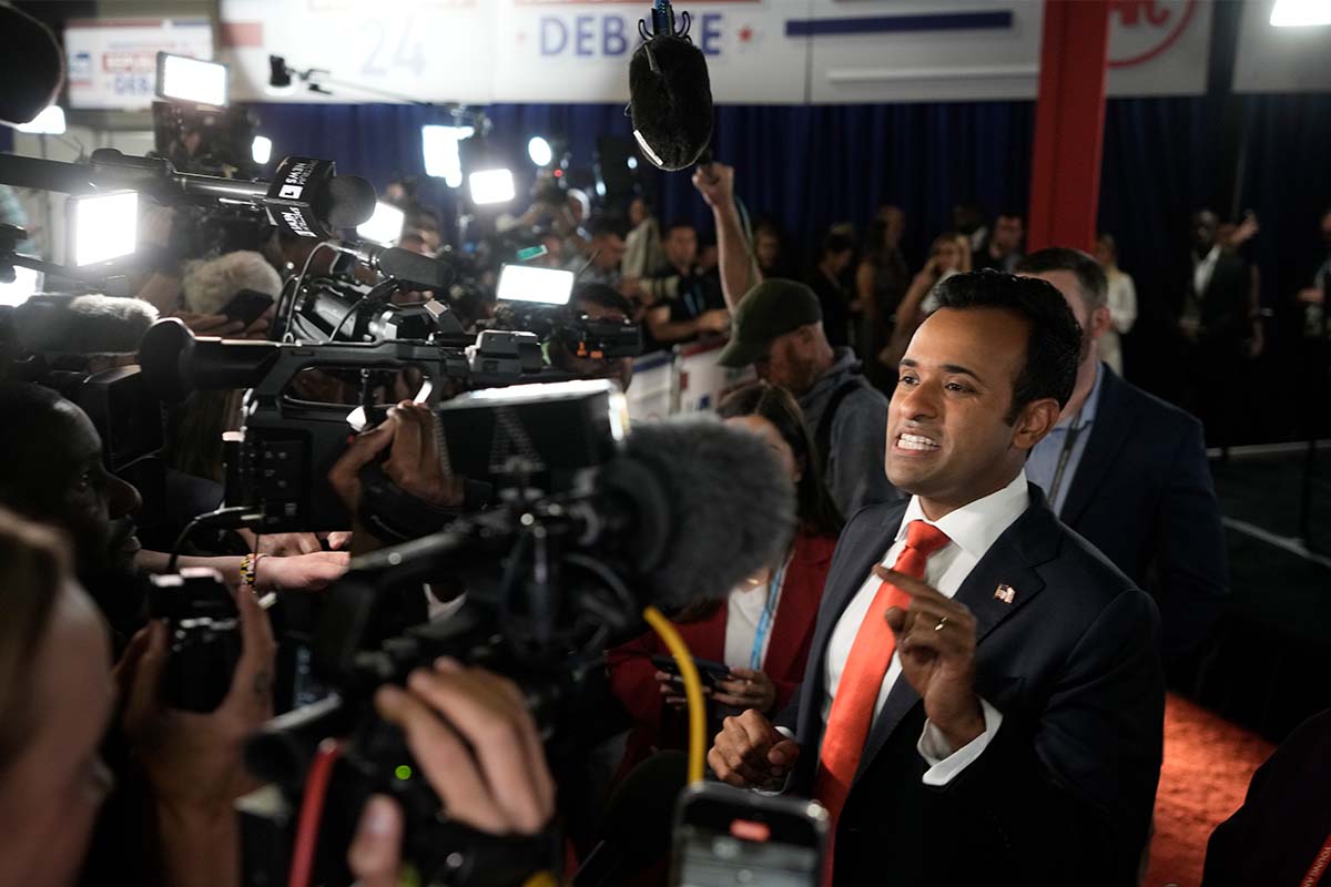 Vivek Ramaswamy, spin room, GOP debate, 8-23-2023