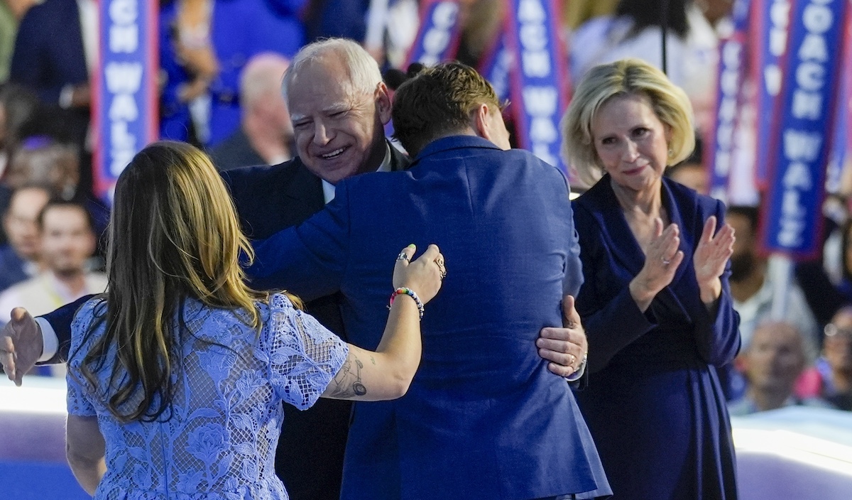 Tim Walz and family at the DNC in Chicago, 8-22-2024