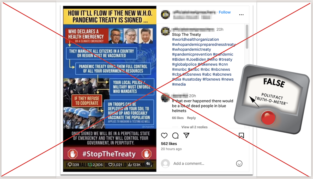 Instagram post screenshot about WHO