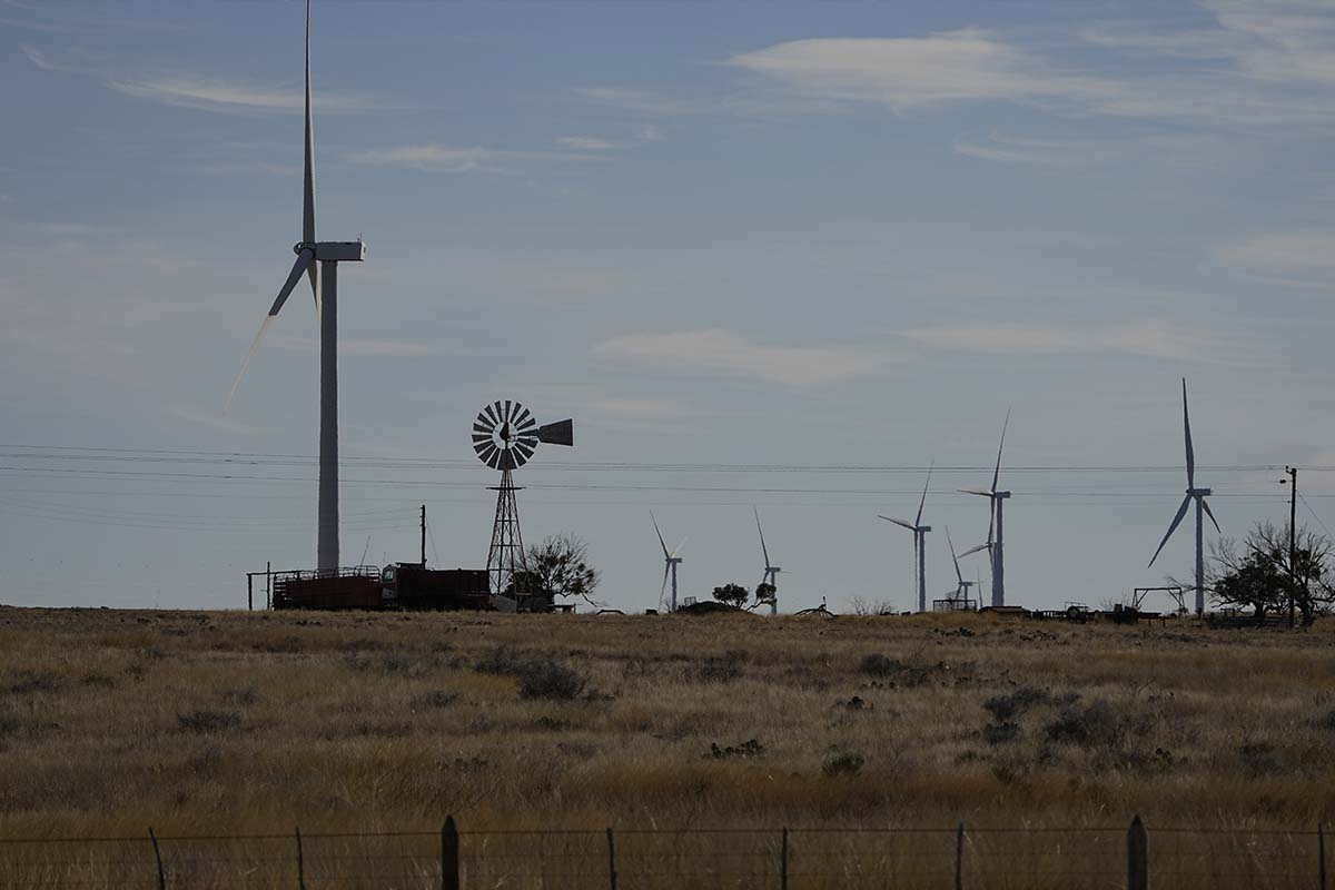 Wind farm in Del Rio, Texas, 2-17-2023