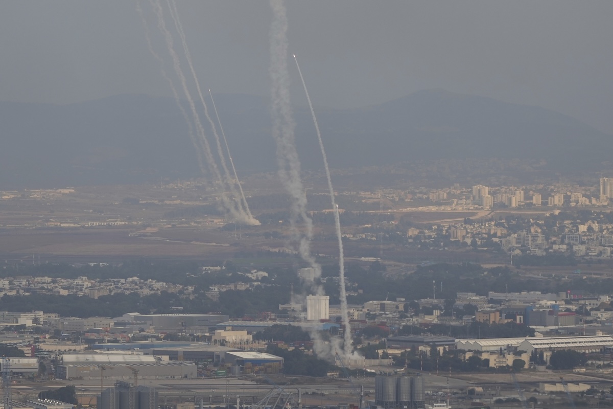 Iron Dome seen from Haifa in northern Israel, 11-11-2024