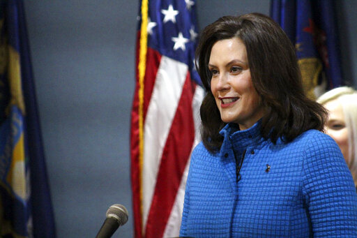 Gretcher Whitmer May 18 2020 at podium