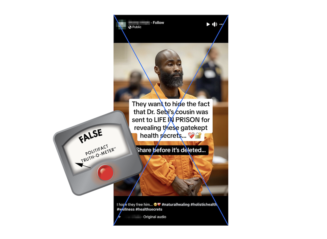 Claim that Dr. Sebi's cousin was sent to prison, with false logo, 5-07-2024