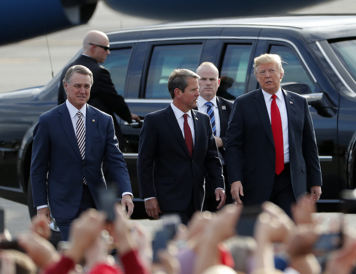David Perdue Brian Kemp Donald Trump 110418 AP