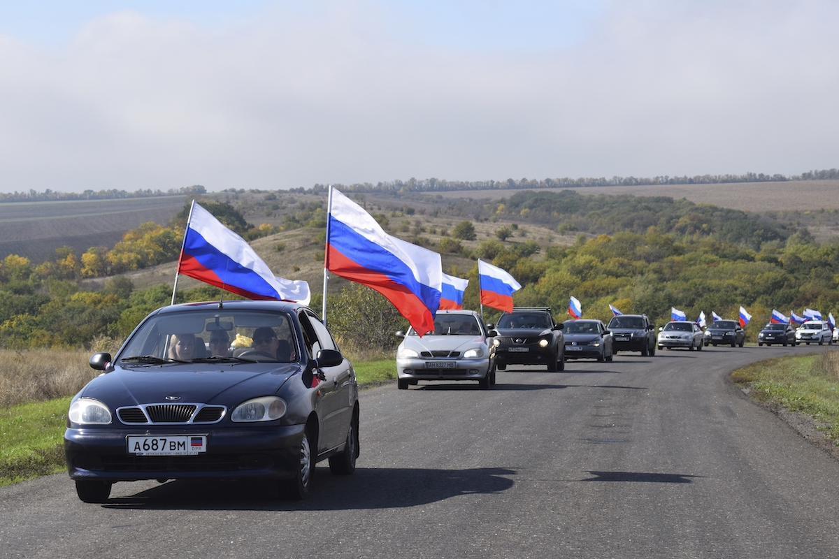 Donetsk region motorcade celebrating "annexation" 9/30/22