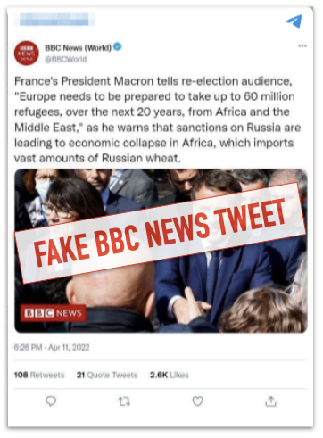 Fake BBC News report on Macron marked