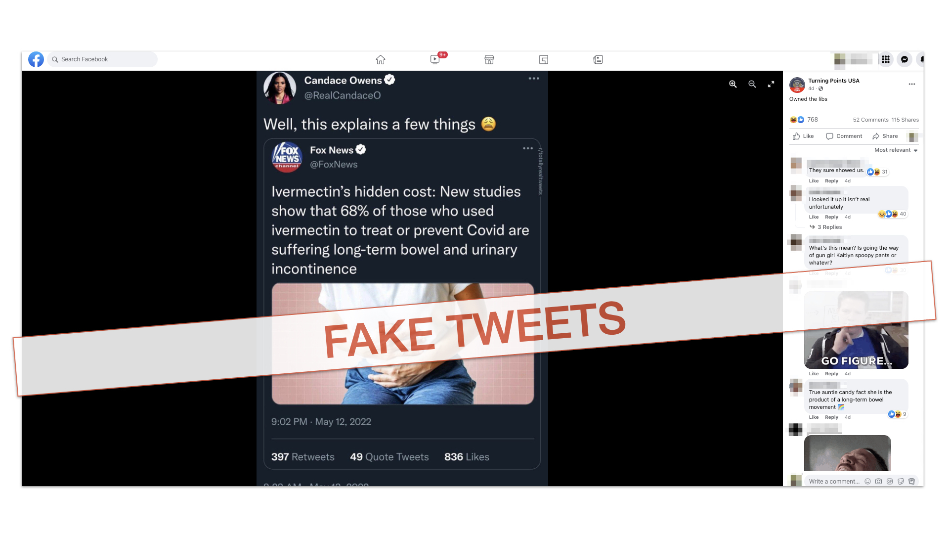 Fake Fox News and Candace Owen tweets about ivermectin