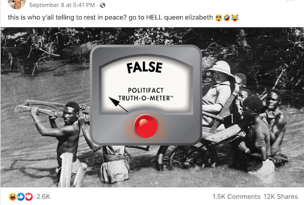 False FB image/claim Queen crossing river